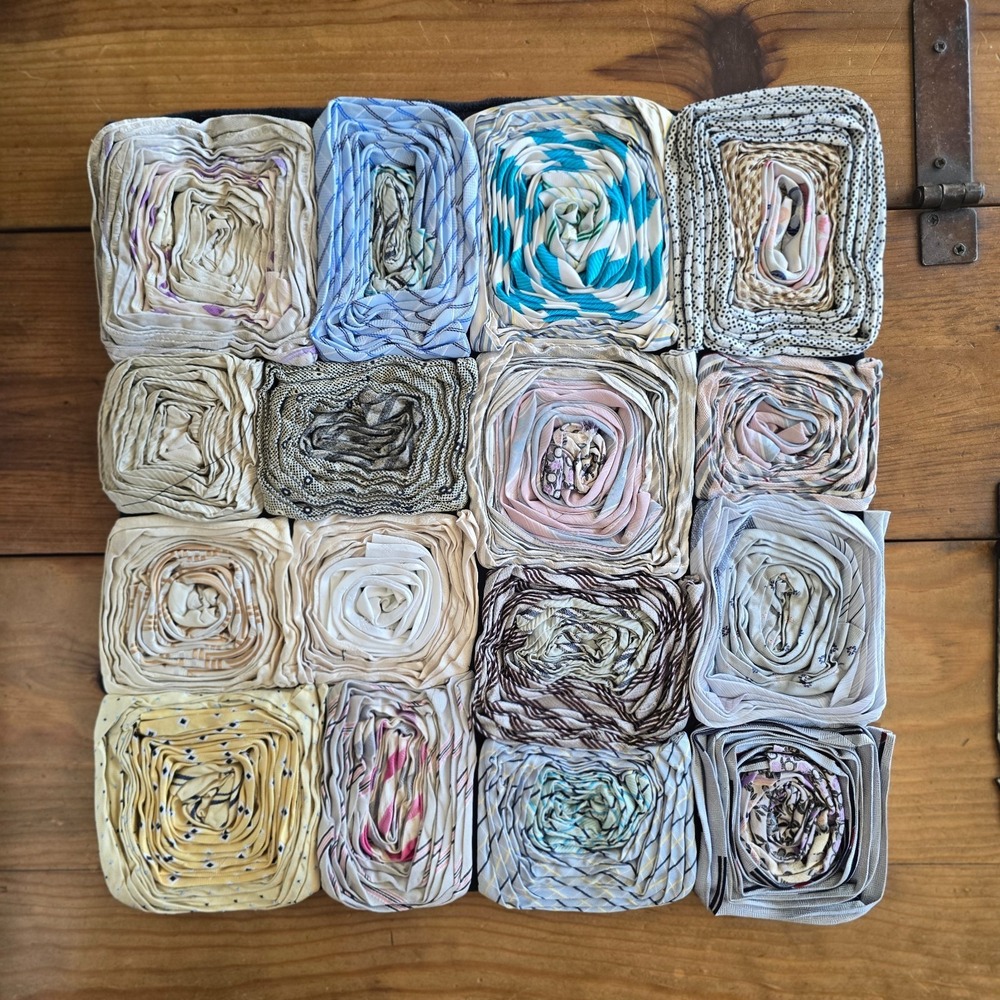 Vintage Dreamweavers Handmade Silk Tie Pillow Cover with‎ Hand-Rolled Roses